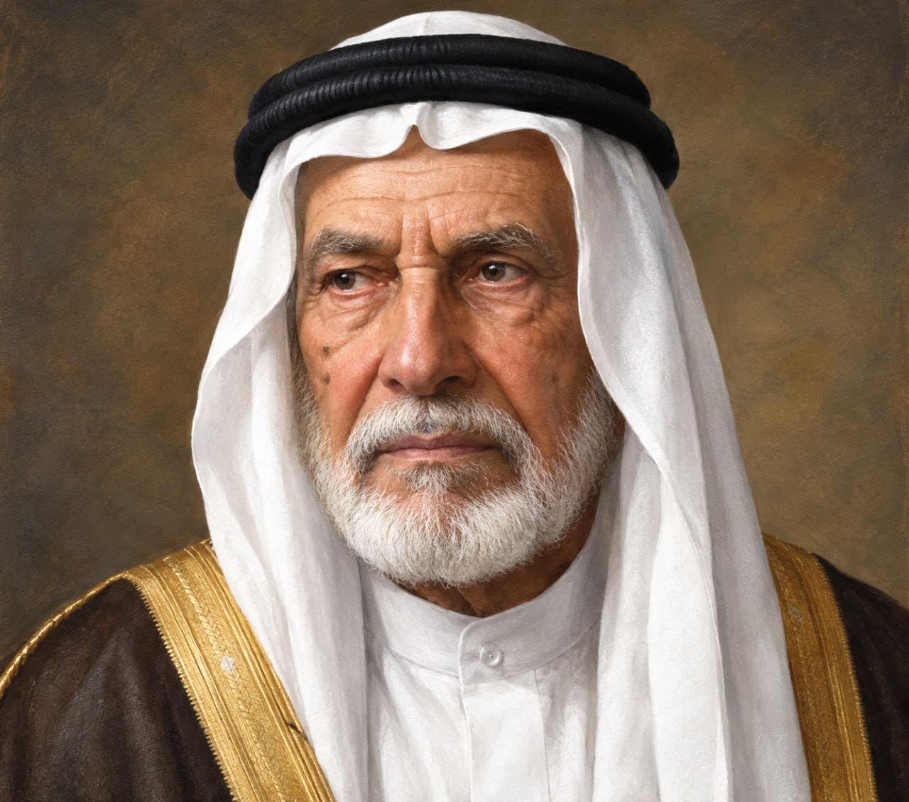بورتريه لشيخ عشيرة مسنّ بزيّ تقليدي